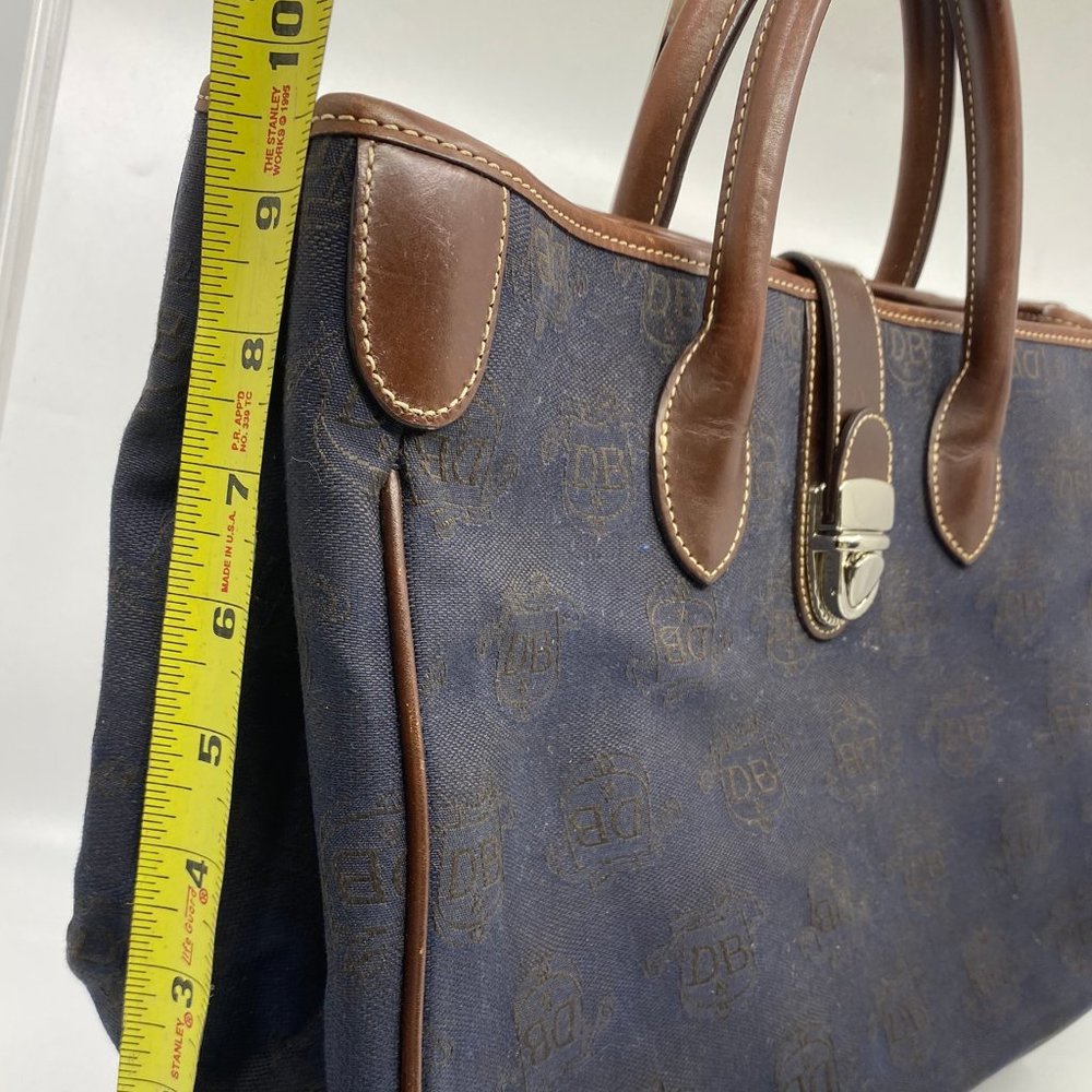 Dooney & Bourke L Size Blue Brown Fabric Handbag_3